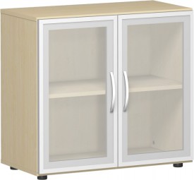 Flügeltürenschrank Mailand mit Glastüren und Justierfüßen, 2 Ordnerh., Breite 80 cm