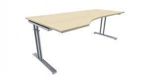 Schreibtisch five PC-Form links C-Fuß Zweisäuler, höhenverstellbar, 200 cm Breite