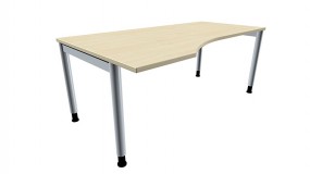 Schreibtisch five PC-Form links 4-Fuß-Gestell, Rundrohrprofil 60 mm, 180 cm Breite