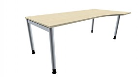 Schreibtisch five PC-Form rechts 4-Fuß-Gestell, Rundrohrprofil 60 mm, 200 cm Breite