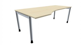 Schreibtisch five PC-Form links 4-Fuß-Gestell, Rundrohrprofil 60 mm, 200 cm Breite