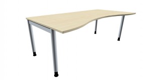 Schreibtisch five Ergonomieform 4-Fuß-Gestell, Rundrohrprofil 60 mm, 200 cm Breite